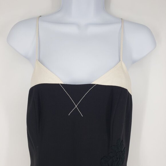 Creatures of the Wind Midi Dress 2 Applique Floral Lace 100% Wool A Line Black - Picture 2 of 7